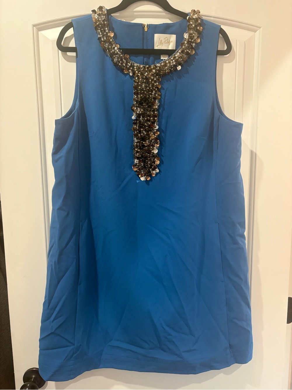 NWT Lilly Pulitzer Royal Blue Sleeveless Tunic with Beaded Neckline